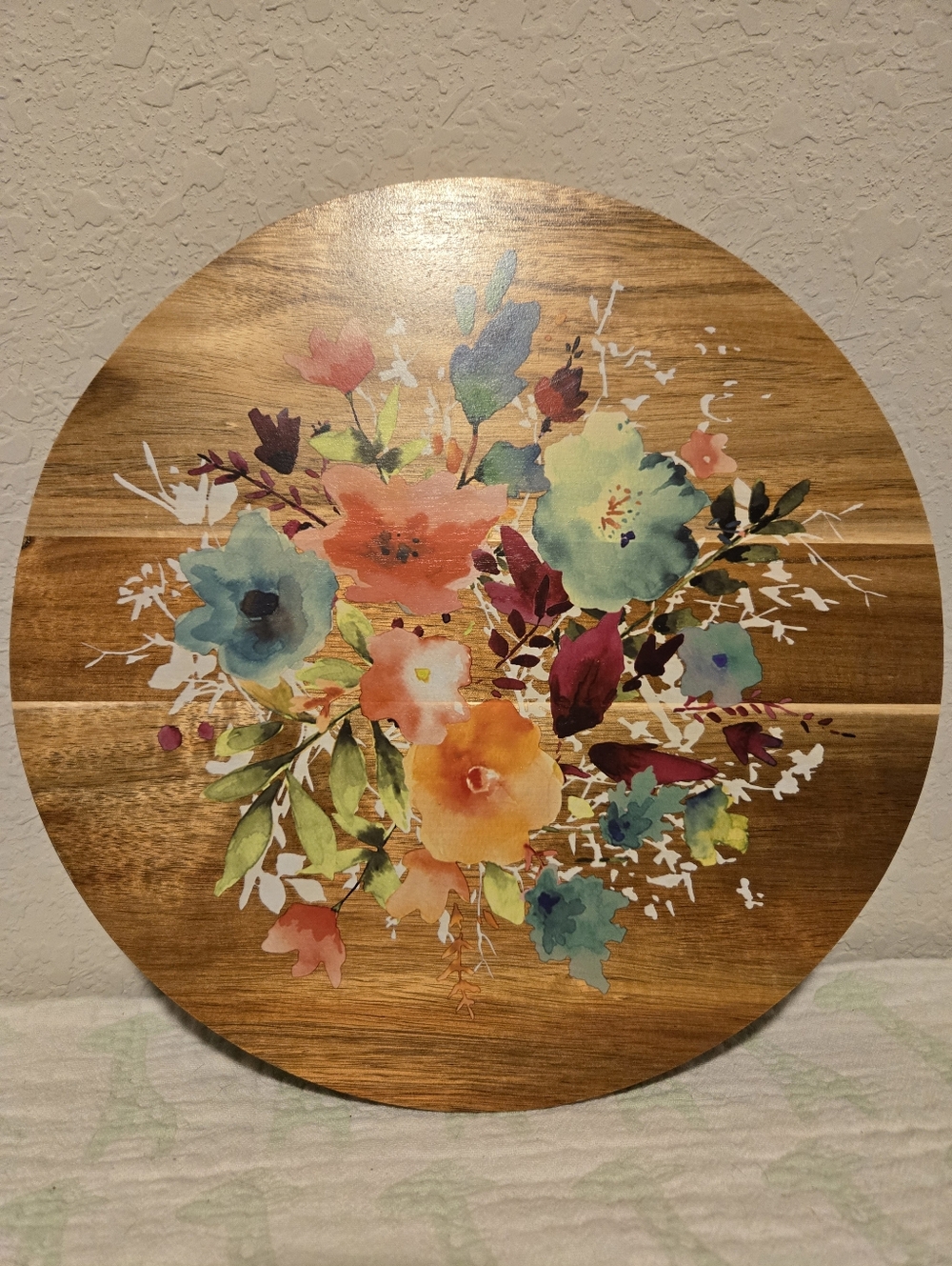Pioneer Woman Willow Wood Turntable Revolving Food Server.
